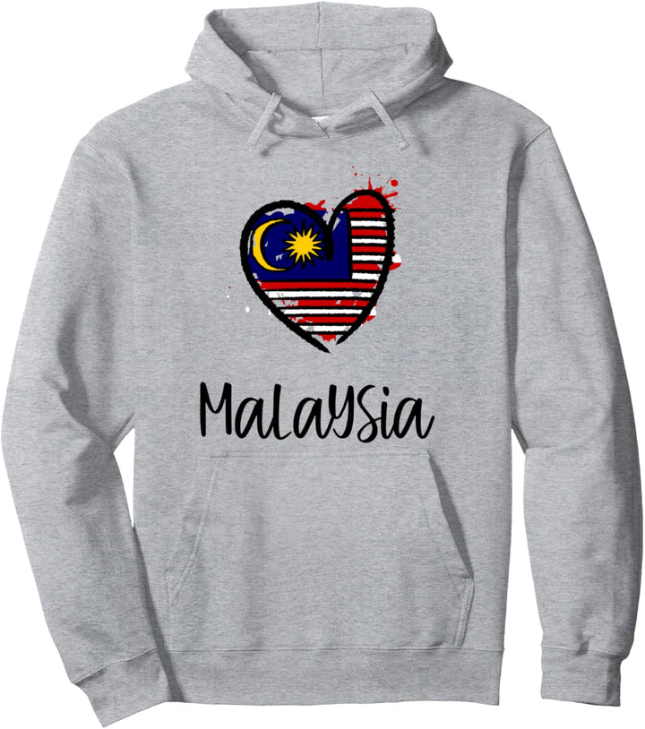 Malaysia Heart Line Art Flag Cool Asia Malay Malaysian Gift Pullover Hoodie