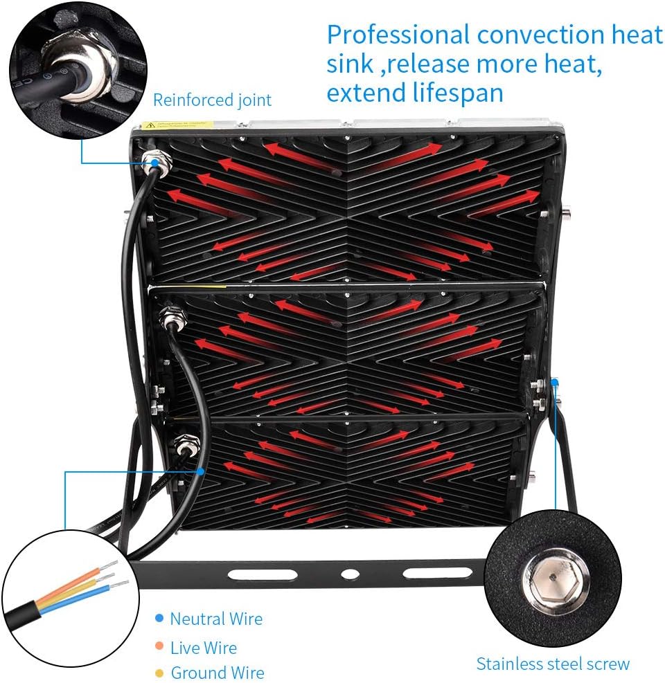Sararoom 4Pack 300W LED Strahler Aussen, Superhell 30000LM 3000K Warmweiss Scheinwerfer Aussenstrahl