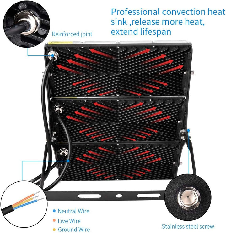Sararoom 4Pack 300W LED Strahler Aussen, Superhell 30000LM 3000K Warmweiss Scheinwerfer Aussenstrahl