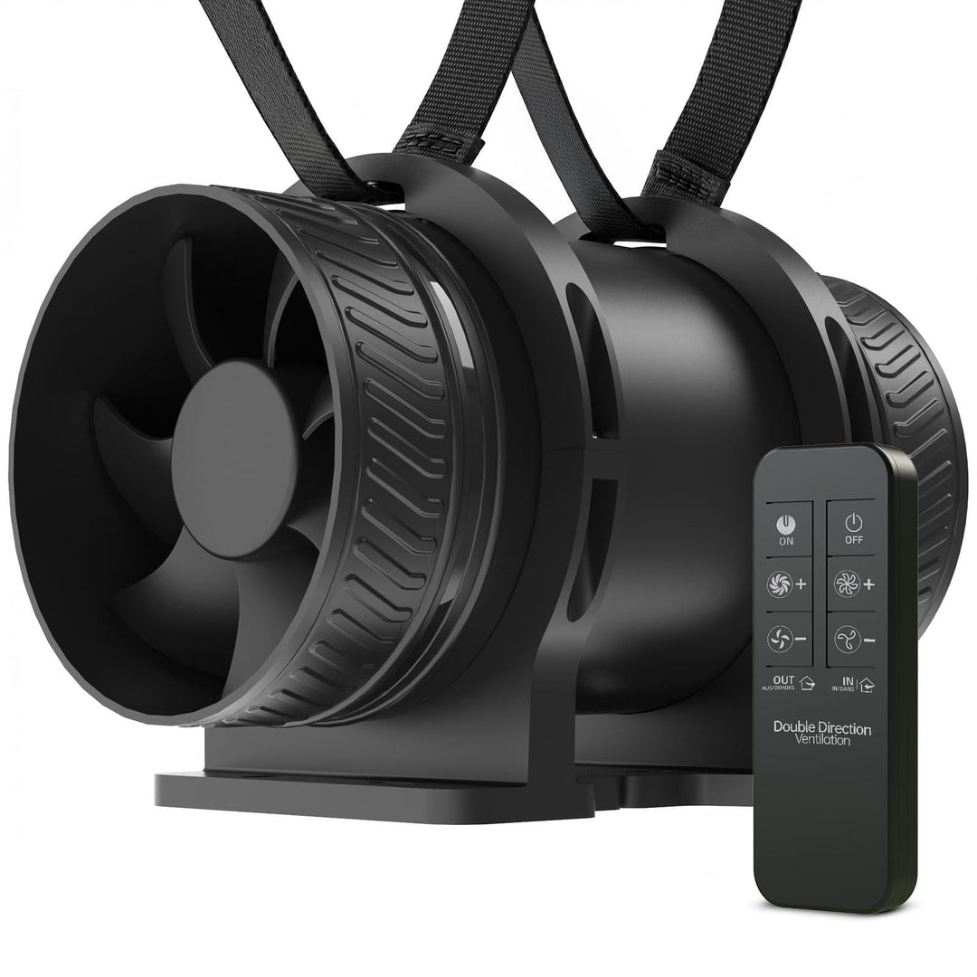 MOCINE 100mm Rohrventilator mit Montagebasis, 433Hz Fernbedienung, zweiseitige Abluft, 6 Stufen, DC-