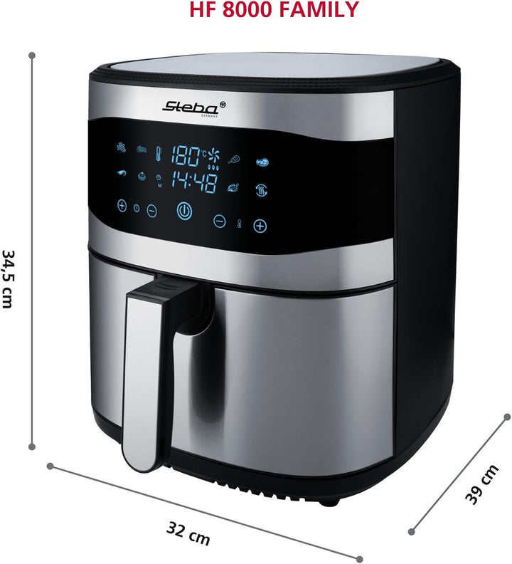 Steba Family Heissluftfritteuse, 8L mit Touchscreen, 8 Programme, Timer 60 min., 1800 Watt, Fritteus