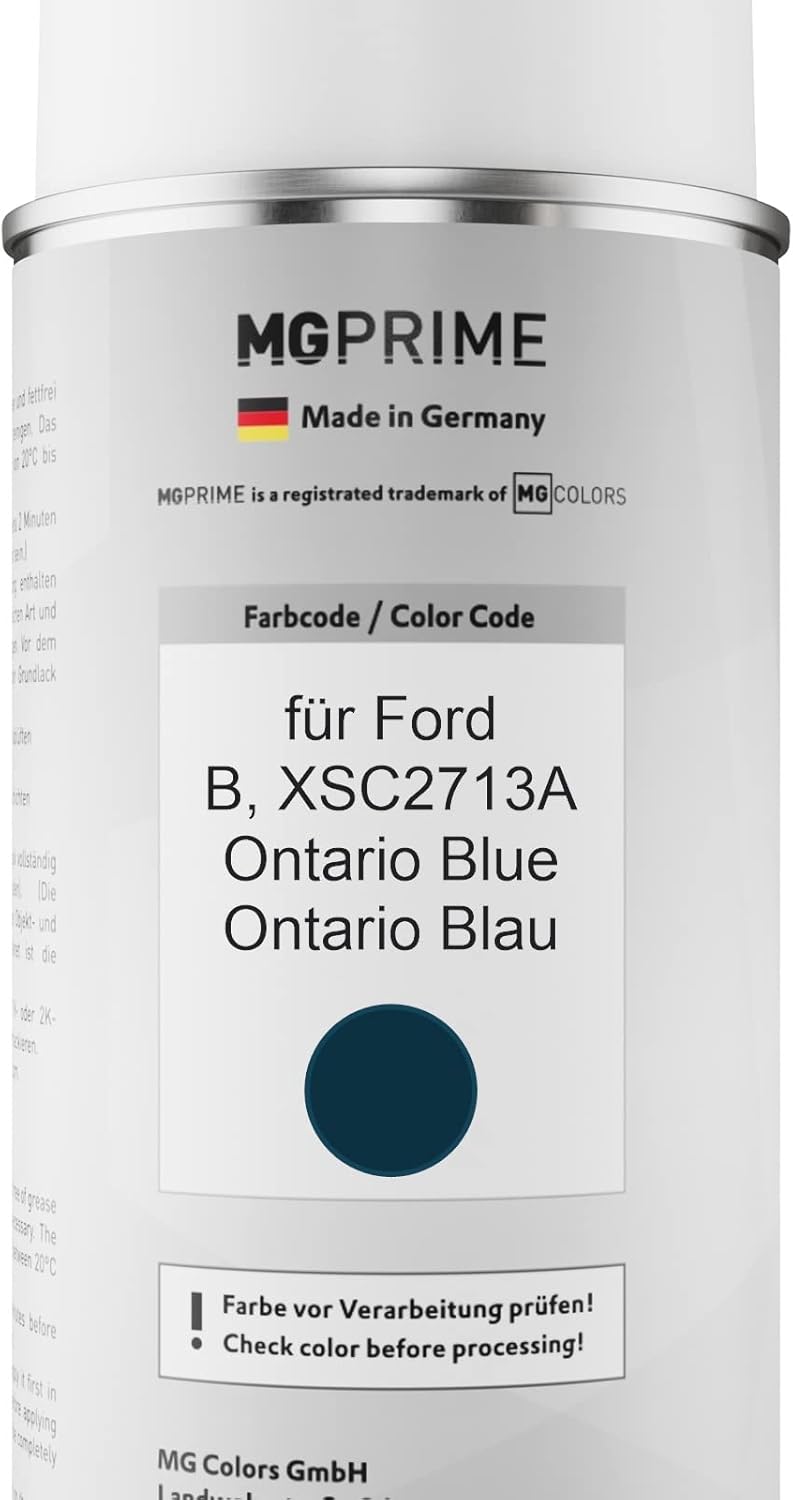 MG PRIME Autolack Sprühdosen Set für Ford B / XSC2713A Ontario Blue/Ontario Blau Basislack Klarlack