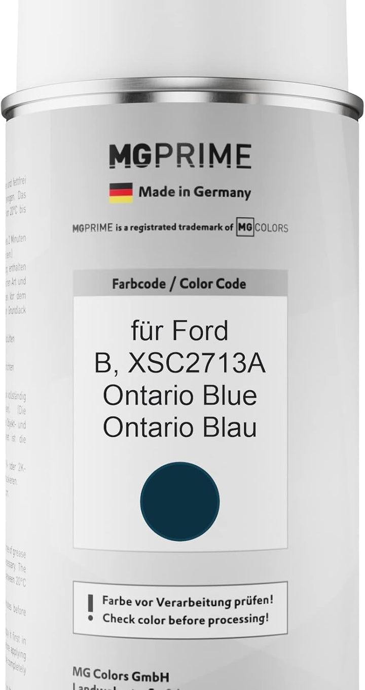 MG PRIME Autolack Sprühdosen Set für Ford B / XSC2713A Ontario Blue/Ontario Blau Basislack Klarlack