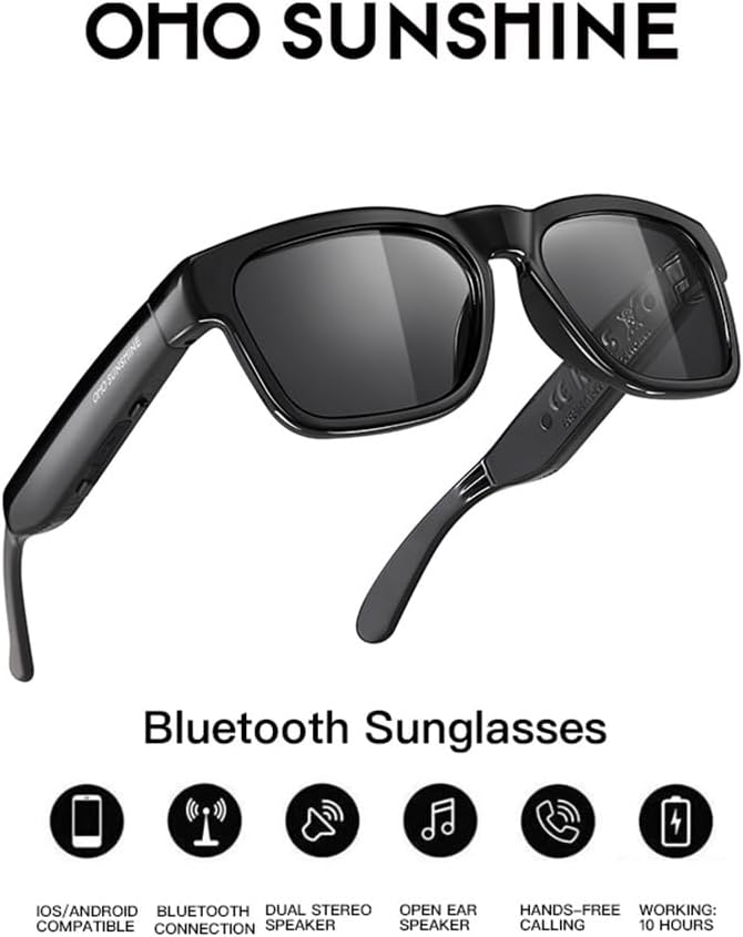 OhO sunshine wasserdichte Audio Sonnenbrille, Bluetooth Kopfhörer Sonnenbrille zum Hören von Musik u