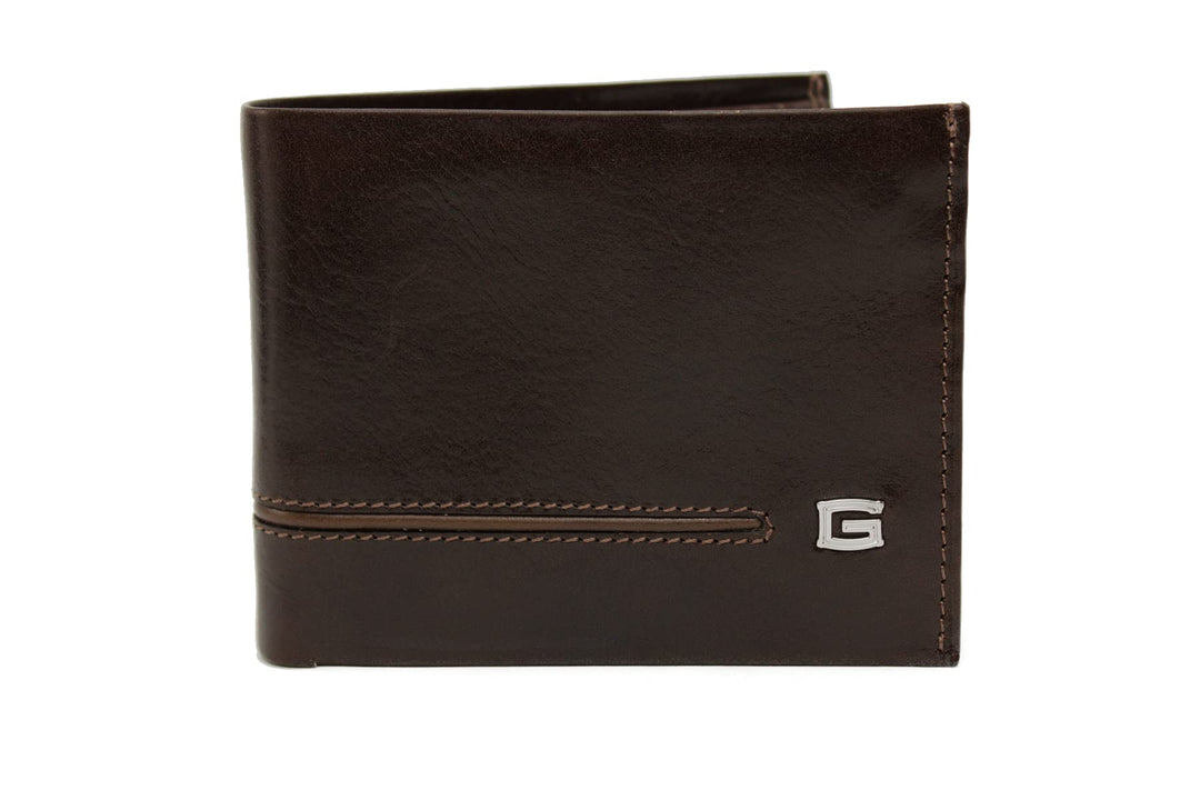 GIUDI ® Geldbörse Herren, Wiener Schachtel, Rindsleder, Mittel-Gross (Dunkelbraun/Sumpf), Dunkelbrau
