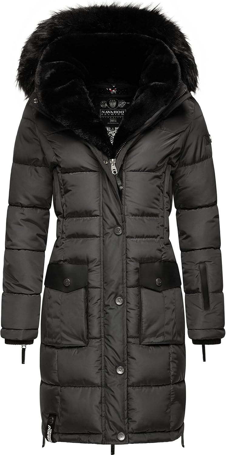 Navahoo Damen Warmer Winter Steppmantel Sinja S-XXL S Anthracite, S Anthracite