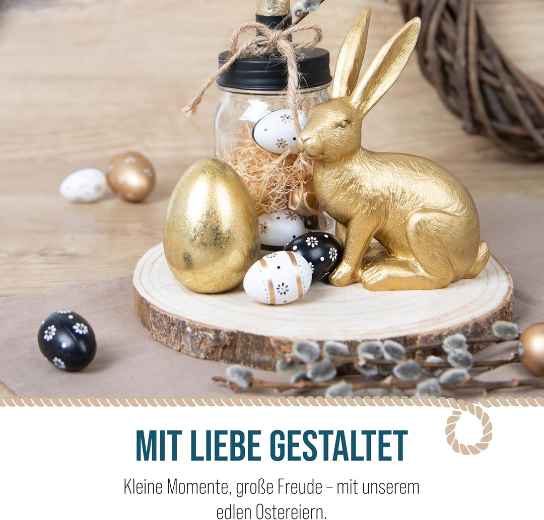 Logbuch-Verlag 3 kleine goldene Ostereier Eier aus Keramik goldfarben glänzend Osterdekoration Tisch
