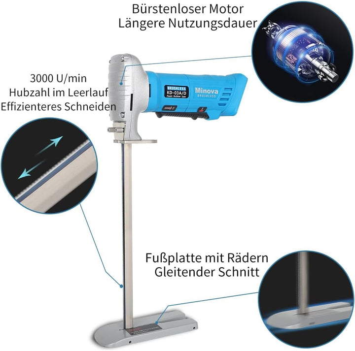 MINOVA Schaumgummisäge Schaumstoffsäge 30 cm Wechselstrom/Gleichstrome (AC/DC) Kit, Schneiden aller
