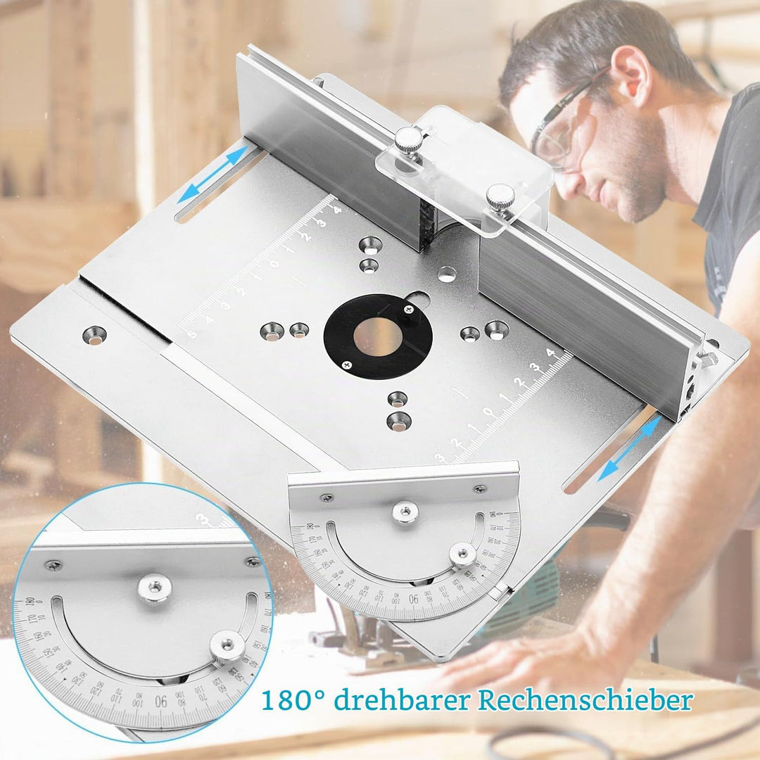 XMSZQU 3er Set FräStisch Einlegeplatte,Aluminium FräStisch füR OberfräSe Halterung Fasenmoment,Tisch