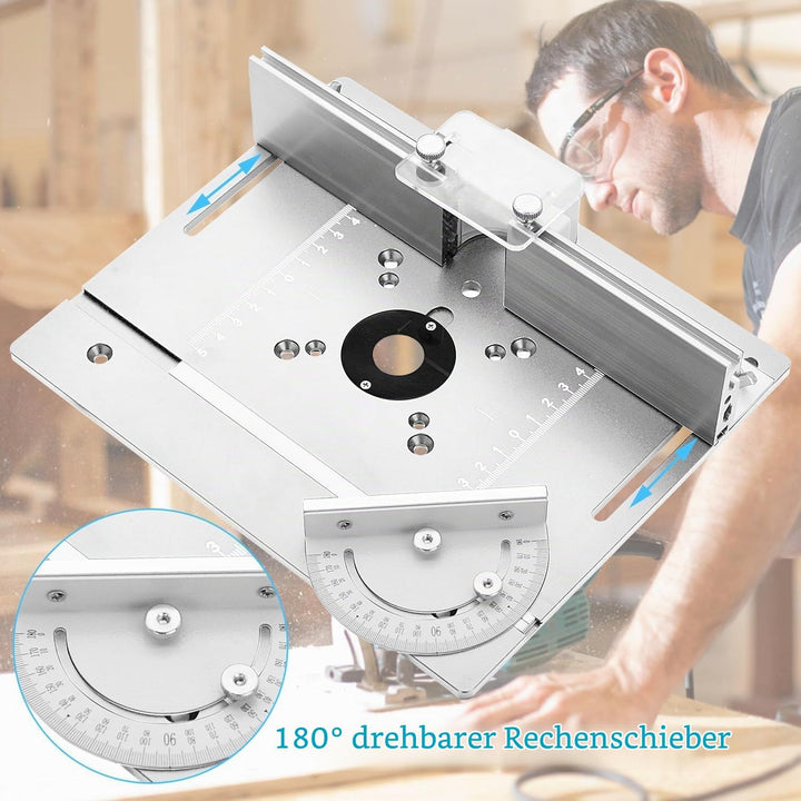 XMSZQU 3er Set FräStisch Einlegeplatte,Aluminium FräStisch füR OberfräSe Halterung Fasenmoment,Tisch