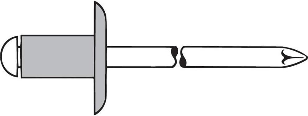 Grosskopfblindniet Alu/Stahl Abm. 4,0 x 8,0 mm mm, 500 Stück, (1433518)
