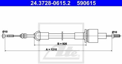 ATE 24.3728-0615.2 Seilzug, Kupplungsbetätigung