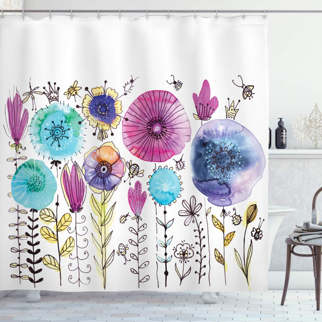ABAKUHAUS Libelle Duschvorhang, Hallo Sommerkonzept, mit 12 Ringe Set Wasserdicht Stielvoll Modern F