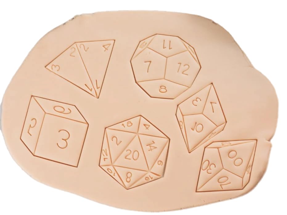 Gaming Würfel Keksausstecher Set | DnD, Fantasy, RPG, D20, D12, D10, D8, D6, D4 Keksausstecher (Voll