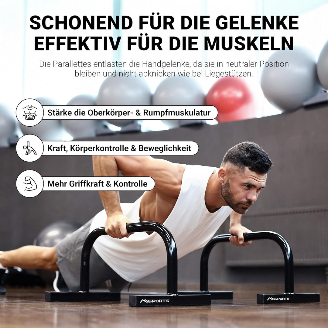MSPORTS Low Fitness Parallettes Minibarren Professional LxBxH: 60x35x29 cm| Push-Up Bars Liegestützg
