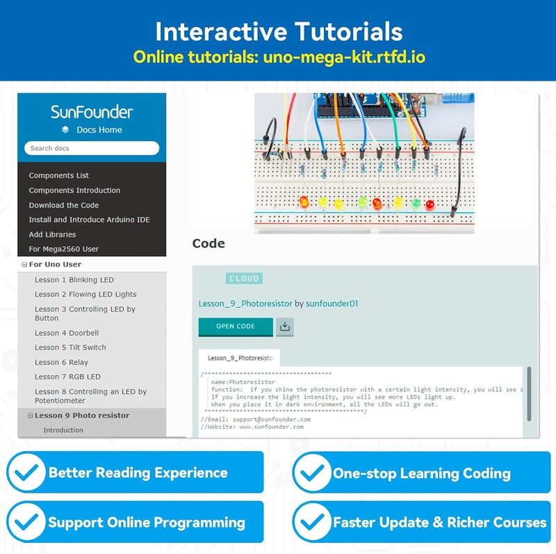 SUNFOUNDER Project Complete Starter Kit Kompatibel mit Arduino UNO R3 Arduino IDE/Scratch Codingmit