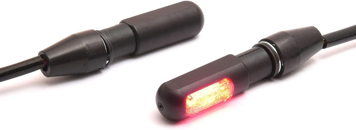Mini LED 3in1 Blinker Rücklicht Bremslicht Alu E-Zulassung schwarz kurz M8 Motorrad Racer Chopper Cr