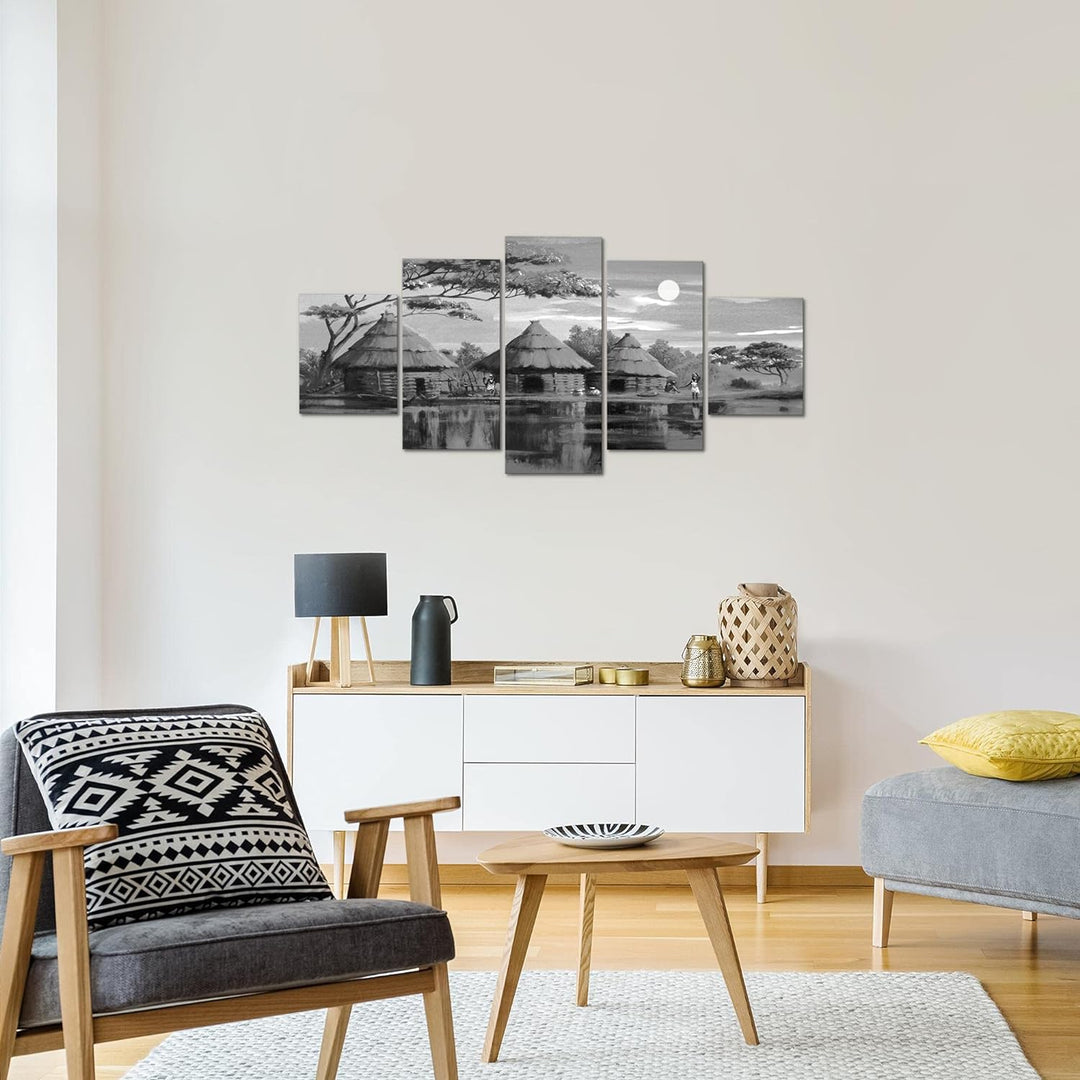 Runa Art Wandbilder Afrika Massai 5 Teilig Bild auf Vlies Leinwand Deko Wohnzimmer Schlafzimmer Sonn