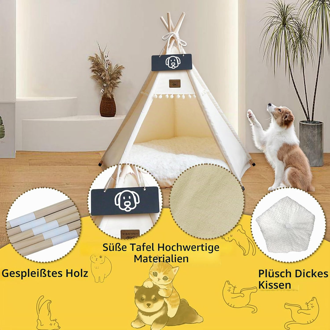 Tipi Zelt fur Katzen und Hunde Haustierzelte Häuser mit Plüschkissen Luxery Hundezelt Katzenzelt Abn