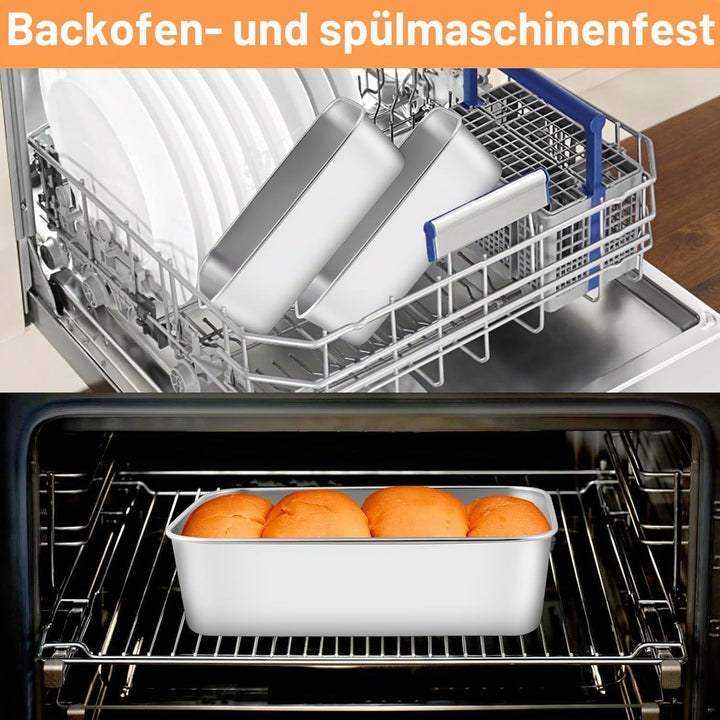 4 Stück Brotbackform Edelstahl, 15 x 23 x 6 cm Edelstahl Brotbackform, Rechteckig Kastenform Set, Kö