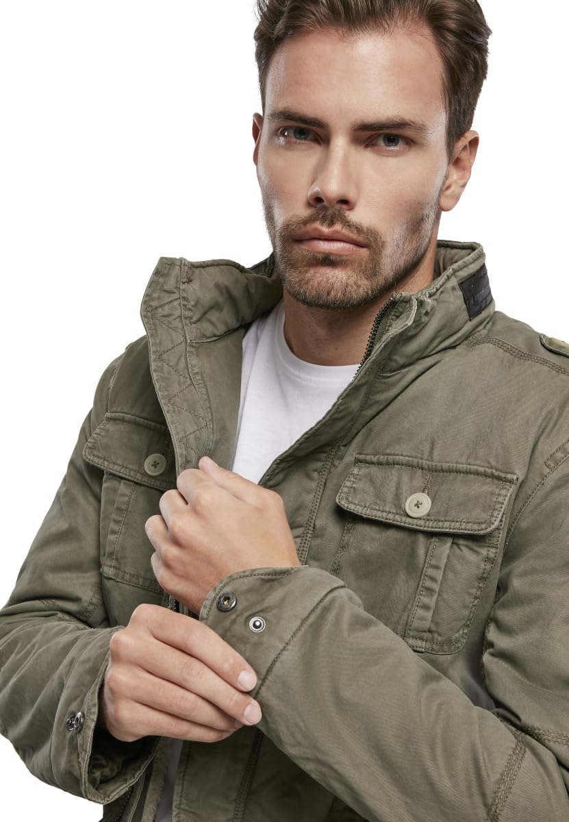 Brandit Jacket - Stylische Jacke für Herren mit versteckter Kapuze, Stehkragen und Baumwollfutter, Ü