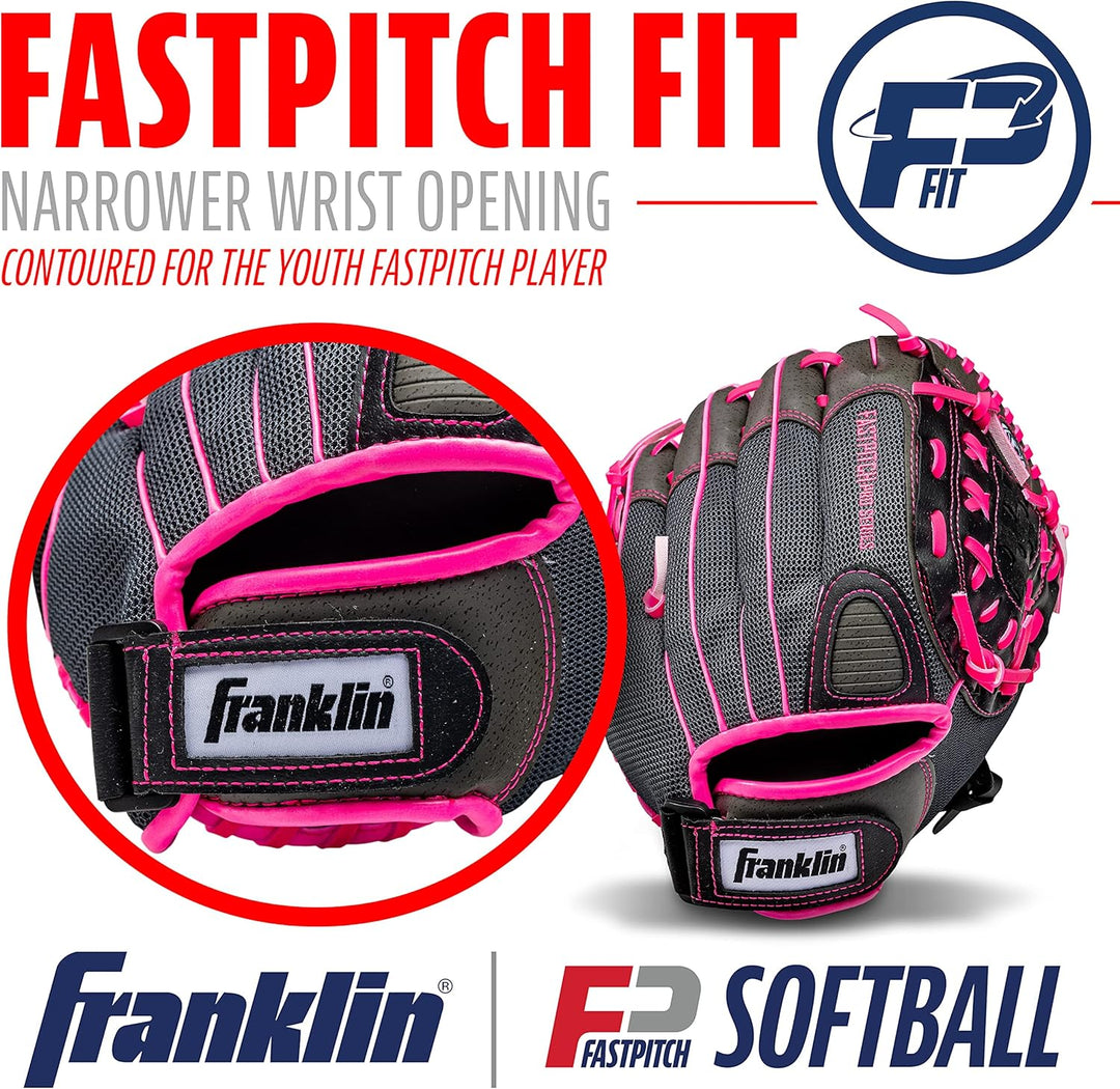 Franklin Sports Windmühle Serie Leichte Softball Handschuh, 27,9 cm für Rechtshänder Pink/Grau, für
