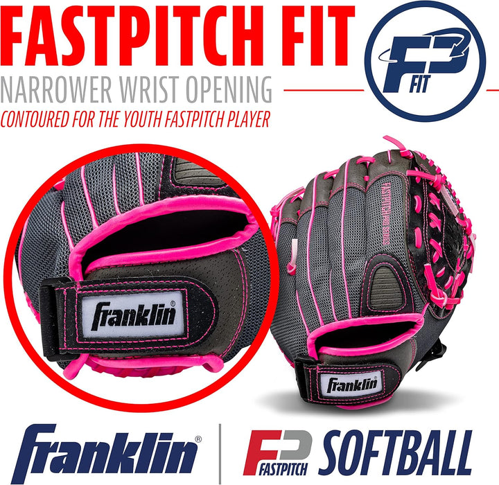 Franklin Sports Windmühle Serie Leichte Softball Handschuh, 27,9 cm für Rechtshänder Pink/Grau, für