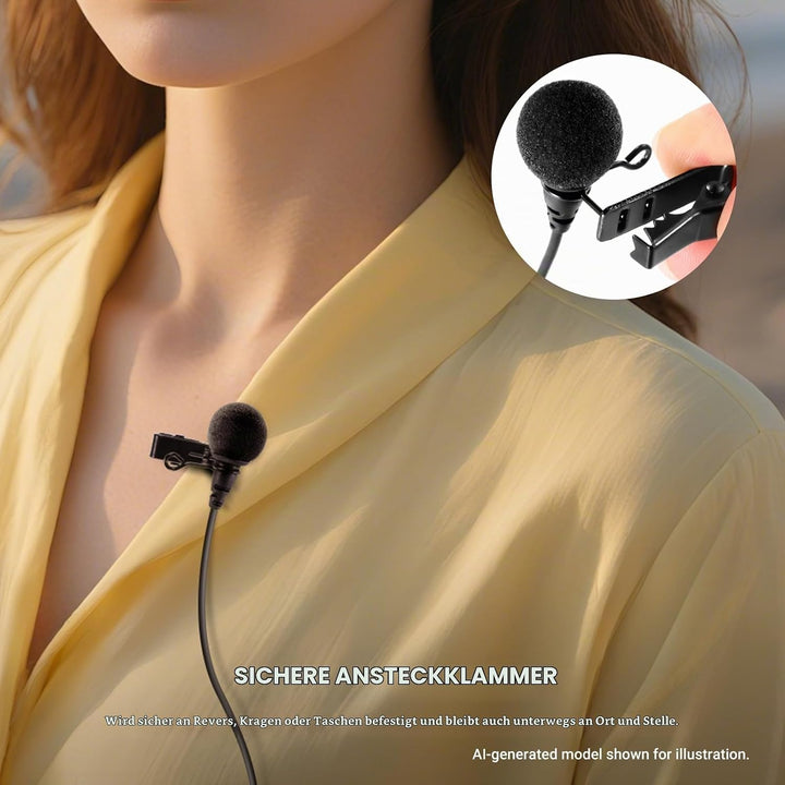 NEEWER ø4mm Mini Lavalier Mikrofon, 2er Pack, ansteckbares Wired Kondensator Ansteckmikrofon Set mit