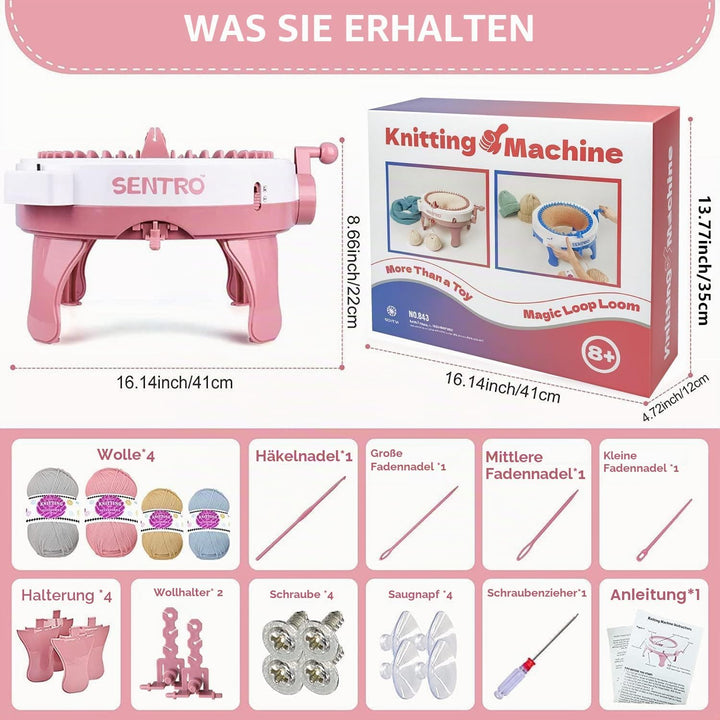 SENTRO Strickmaschine, 48 Nadeln Strickmaschine mit Reihenzähler, Dualmodus Stricken Webrahmen Masch