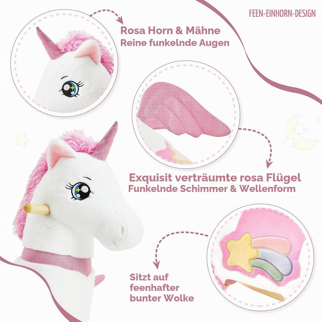 FUNLIO Einhorn-Schaukelpferd für Babys, Regenbogenfee-Einhorn-Schaukelpferd für Kleinkinder 1-3 Jahr