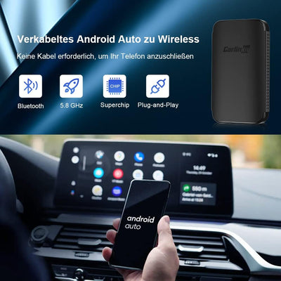 CarlinKit Wireless Android Auto Adapter, direkter Stecker, einfache Einrichtung, sofortige Verbindun