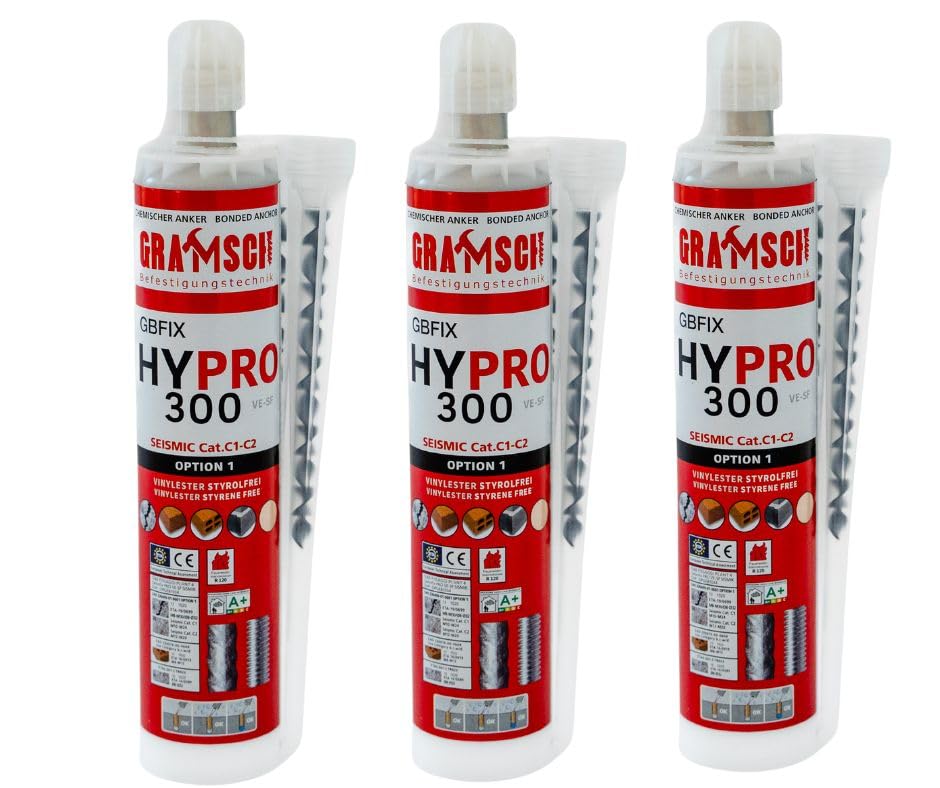 HYPRO 300 Injektionsmörtel Verbundmörtel inkl. 2x Statikmischer für Schwerlastbefestigung, Montagemö