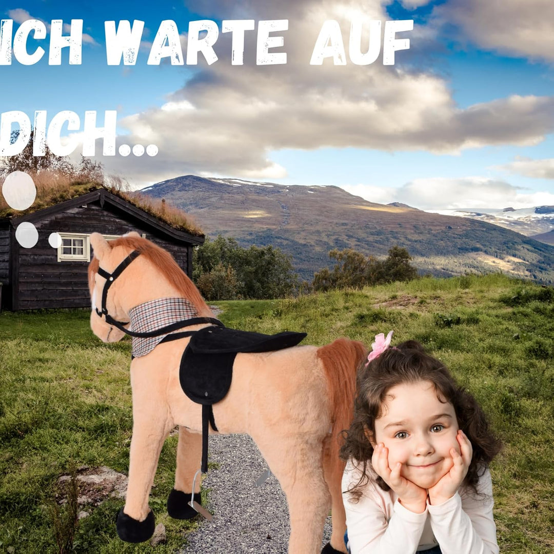 TE-Trend Pferd, 70 cm – Das perfekte Reitpferd für Kinder mit Sattel, Zaumzeug und Steigbügeln. EIN