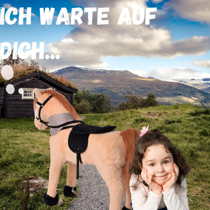 TE-Trend Pferd, 70 cm – Das perfekte Reitpferd für Kinder mit Sattel, Zaumzeug und Steigbügeln. EIN
