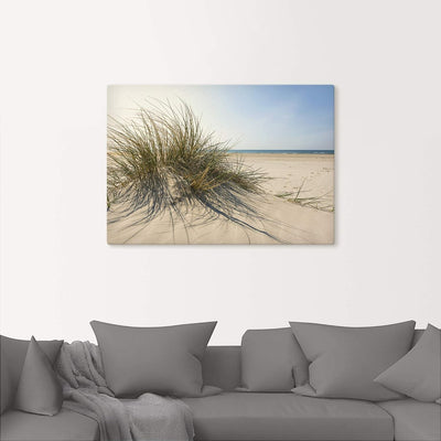 ARTland Leinwandbilder Wandbild Bild Leinwand 100x70 cm Strand Meer Dünen Küste Meerblick Sommer Son