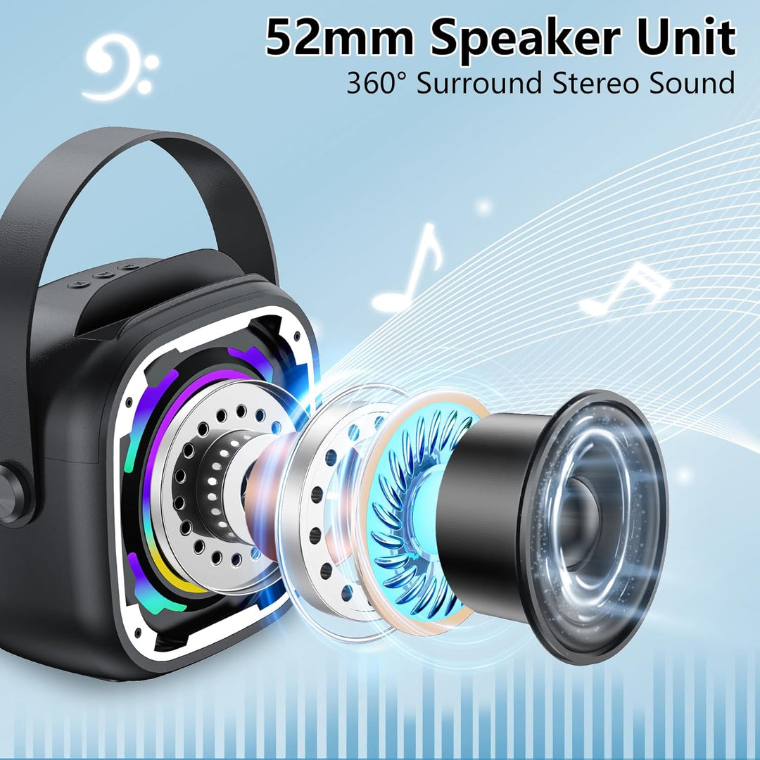 Karaoke-Maschine 2 Mikrofone für Kinder Erwachsene, Bluetooth-Lautsprecher drahtlos mit dynamischem