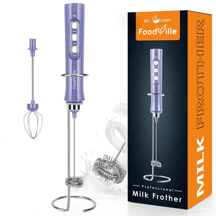 MF02 Wiederaufladbarer Milchaufschäumer Handheld Foam Maker mit Edelstahl Schneebesen für Cappuccino