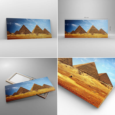 Wandbilder Dekoration Wohnzimmer Pyramide Wüste Sand Panorama Bilder auf Leinwand 120x50cm Leinwandb