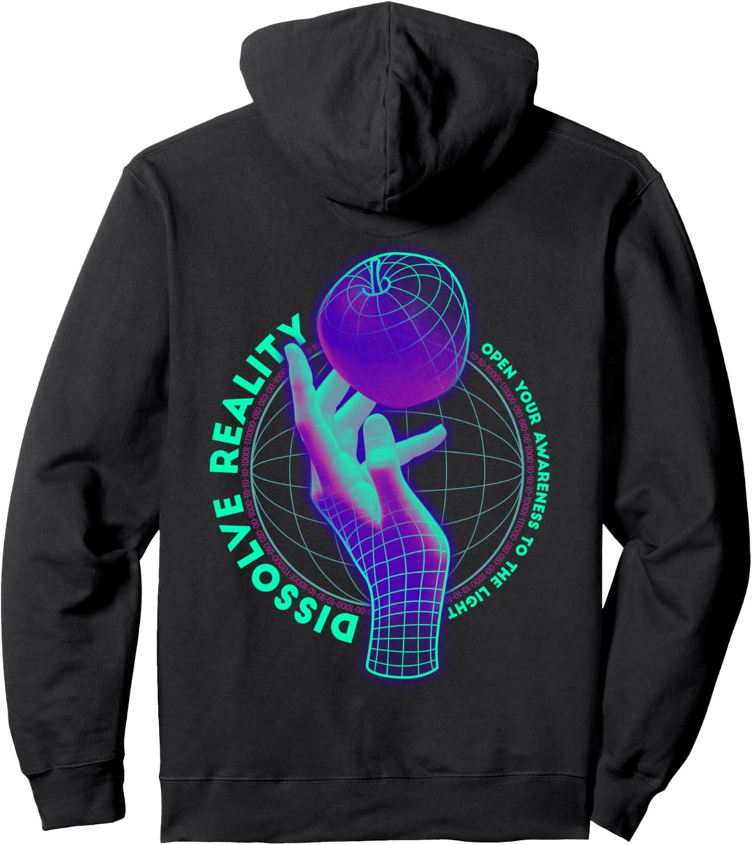 Backprint: Techno Musik Vaporwave EDM Party Raver Festival Pullover Hoodie