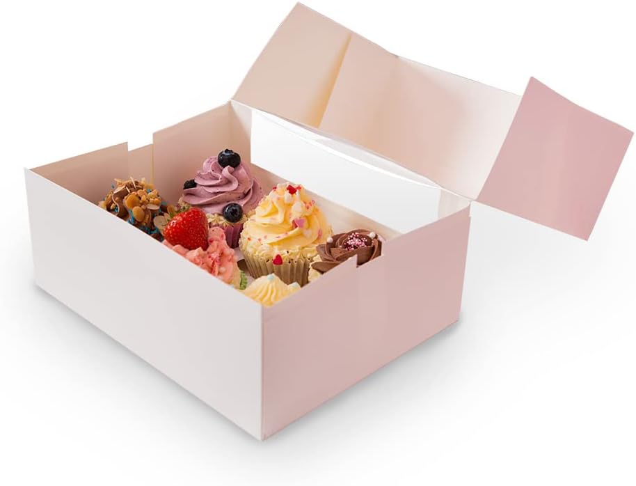 BIOZOYG 6er Cupcake Muffin Box Karton mit grossem Sichtfenster inkl. Einlage I 25 Stück Patisseriesc