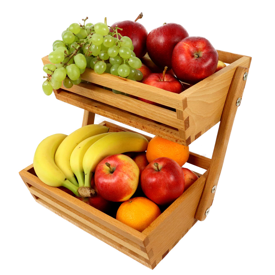 B4K Obstkorb aus Buchenholz | Grösse 24x32x29 cm | Früchtekorb | Servierkorb | Verkaufsständer | Obs