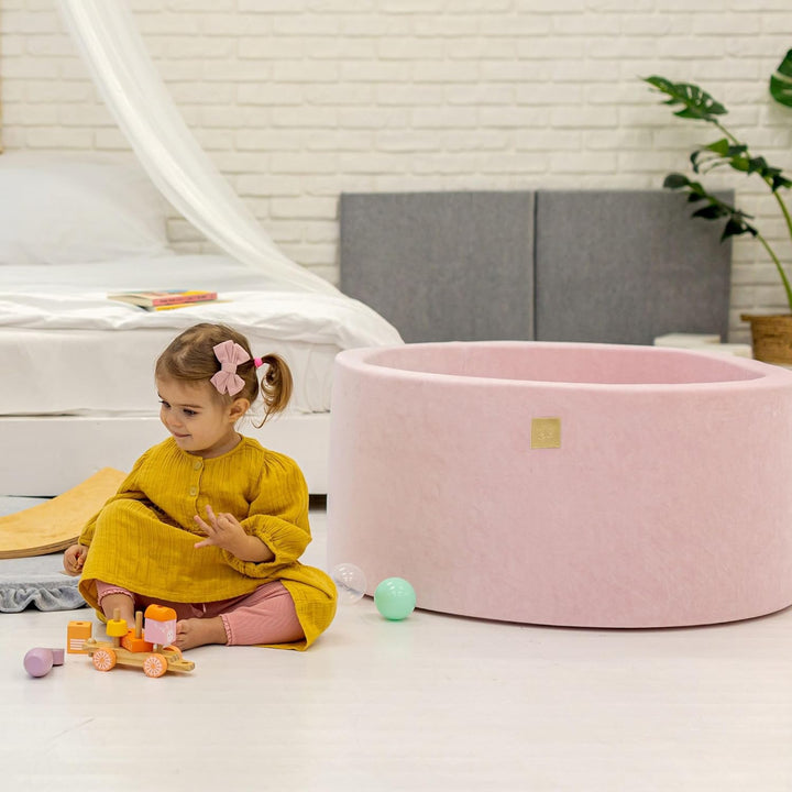 MEOWBABY Bällebad Baby - Rund 90x30cm Ballgruben für Kinder ohne Bälle, Samt, Dunkelgrün 90x30cm Dun