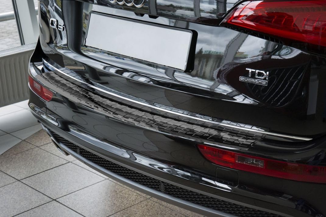 Avisa Spiegelschwarz Edelstahl Heckstossstangenschutz kompatibel mit Audi Q5 2008-2012 & 2012- 'Ribs