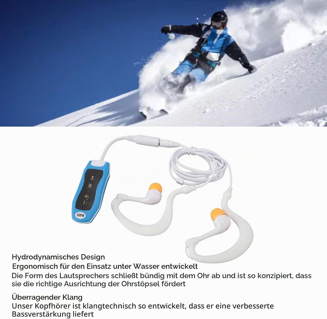 Hydrodynamischer MP3-Player mit Wasserdichtem Kopfhörer, 8 GB, Wiederaufladbarer IPX8-Musikplayer mi