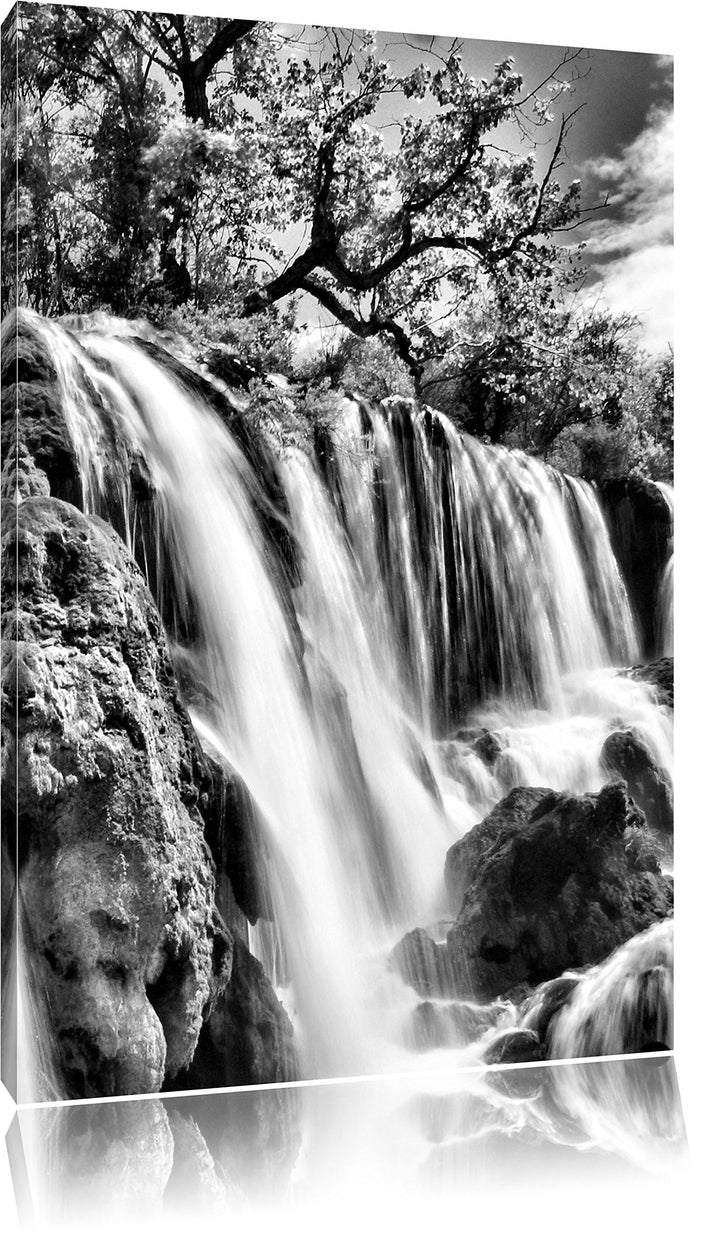 Pixxprint Wasserfall im Dschungel als Leinwandbild/Grösse: 100x70 cm/Wandbild/Kunstdruck/fertig besp