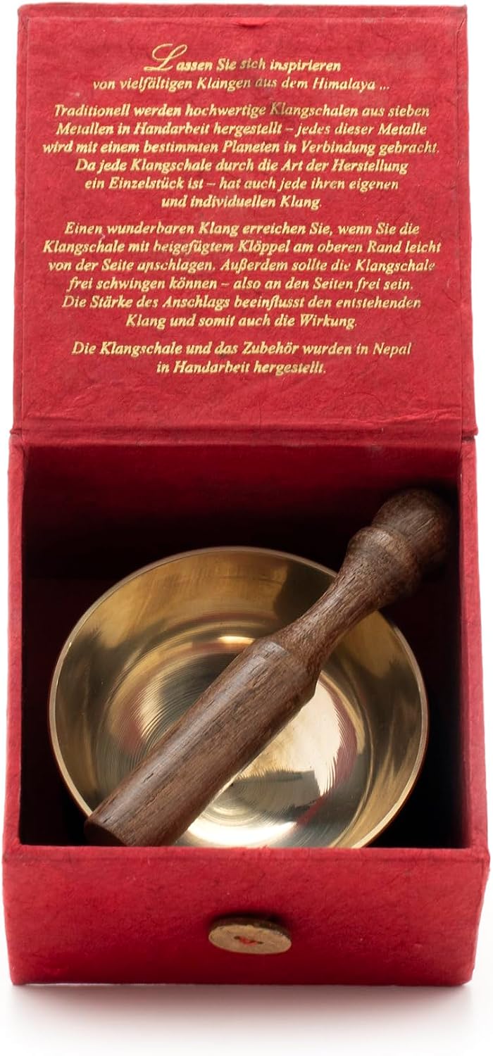 Gegossene Klangschale ca. 150g mit Geschenkbox, rot
