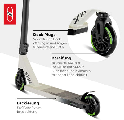 PUKY SPIN | Hochwertiger Roller für Kinder 5+ | One Piece Bar Aluminium-Lenker | 100mm PU Rollen | L
