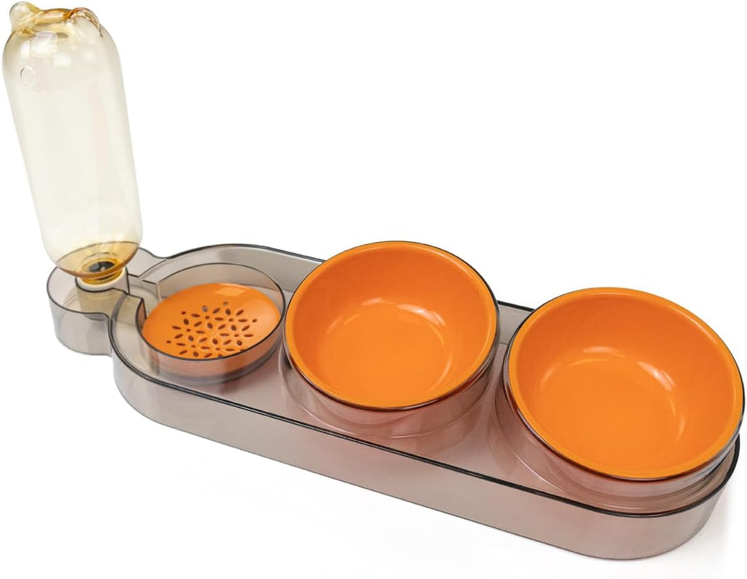 Katzen Futternapf Dinner Station, Futterbar mit 2 Näpfen und Wasserspender für Katzen und kleine Hun