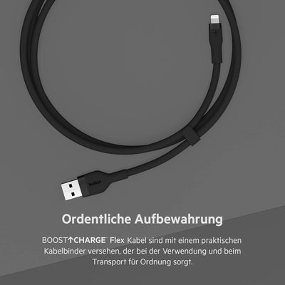 Belkin BoostCharge Flex Silikon-USB-A/Lightning-Kabel, 2 m, MFi-zertifiziertes Ladekabel für iPhone 