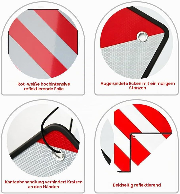 Warntafel Italien und Spanien, Warntafel Fahrradträger mit 4 Spannseilen, Faltbar Reflektierendes Wa